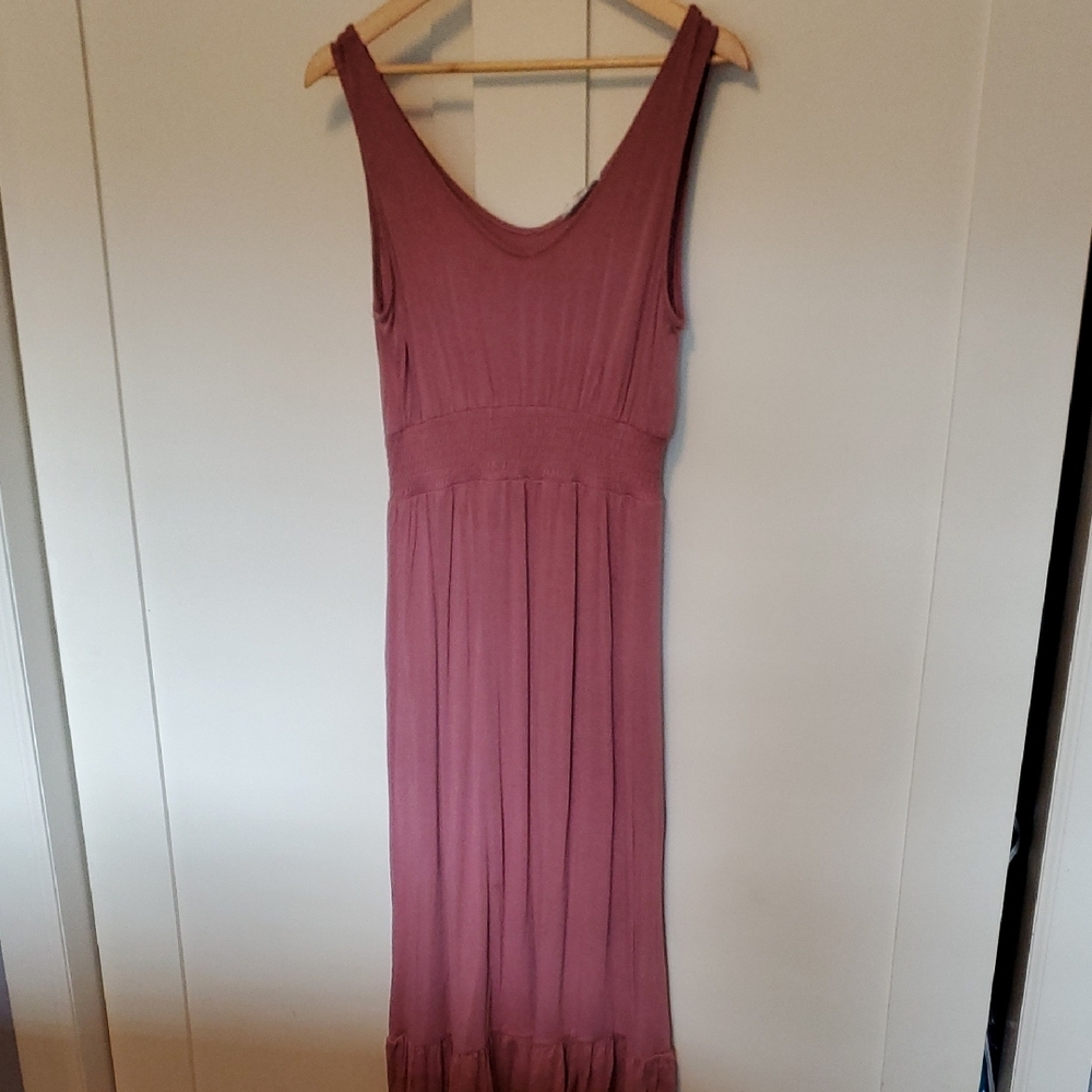 Pink Rose Ruched Tiered Maxi Dress for Wedding Guest
